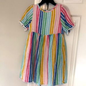 Mini Boden Rainbow Dress Girl Size 3-4 Rainbow stripes excellent condition
